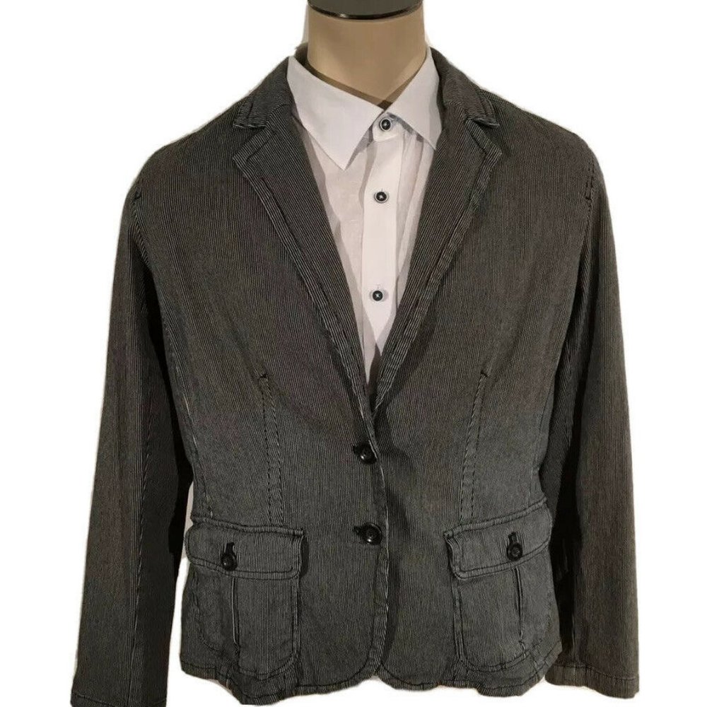 Eddie Bauer Women's Gray Striped Blazer XL